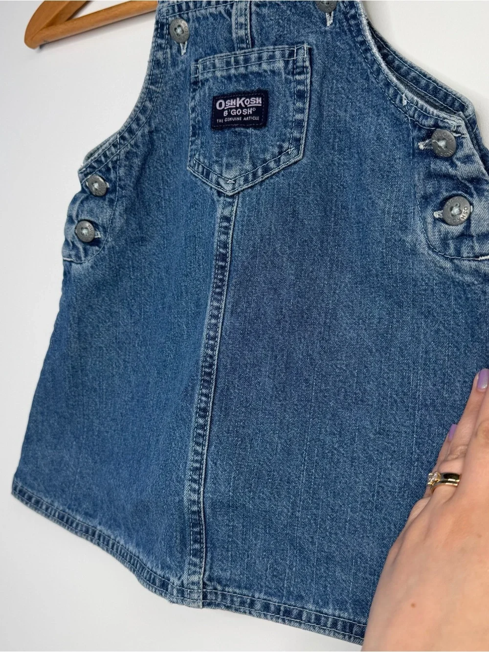 Vintage‎ Oshkosh Toddler Girl 24 mos Denim Overall Jumper Dress Y2K 90’s